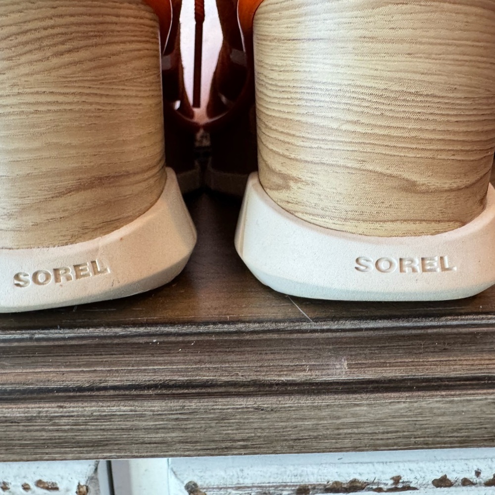 Sorel Orange Suede Platform Sandals β Chunky Fall Goddess Wedges β Size 7 - Picture 8 of 13